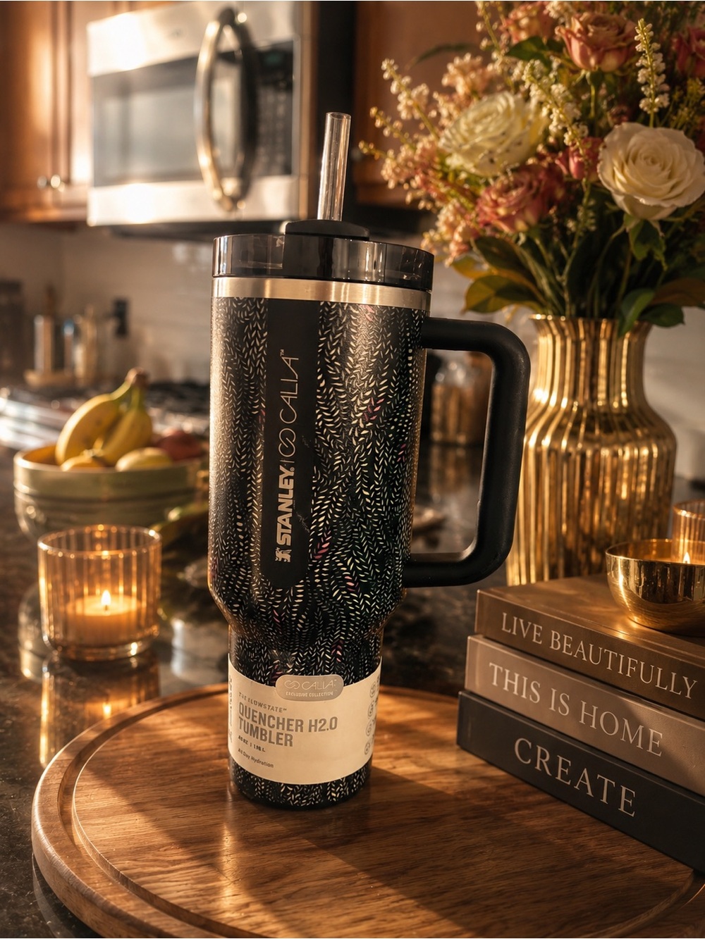 Stanley Black Sparkle Quencher Tumbler with Handle